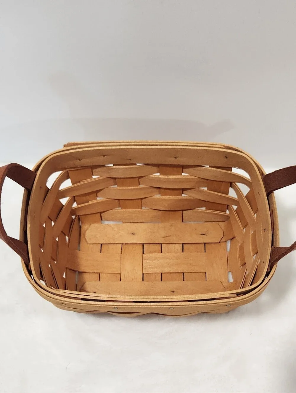 Longaberger Vintage VTG Knick Knack Handwoven Maple Rectangular Basket